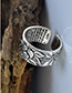 Fashion Silver Lotus Heart Sutra Wide Men's Band Ring