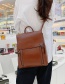 Fashion Red-brown Flap-knotted Stitched Soft-faced Backpack