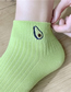 Fashion Fluorescent Green Avocado Embroidered Cotton Socks