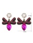 Fashion Red Butterfly Earrings With Glass Diamonds