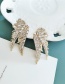 Fashion White Alloy Wings Diamond Stud Earrings