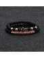 Fashion Rose Gold Micro Inlaid Zircon Cross Black Matte Beaded Bracelet Set