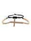 Fashion Rose Gold Cross Braided Adjustable Bracelet With Diamonds