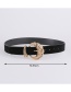 Fashion Black Pu Leather Alloy Belt Buckle Geometric Embossed Belt
