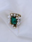 Fashion Green Emerald And Pearl Openwork Faceted Ring