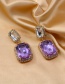 Fashion Purple Beveled Baguette Faceted Earrings