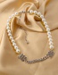 Fashion White Pearl Chain Stitching Titanium Steel Indelible Necklace