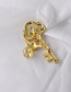 Fashion Golden Geometric Angel Key Chain Brooch With Rhinestones