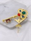 Fashion Golden Geometric Angel Key Chain Brooch With Rhinestones