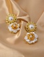 Fashion Golden Pearl Button Shell Flower Alloy Pierced Earrings