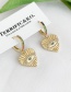 Fashion Golden Cubic Zirconia Heart Stud Earrings