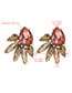 Fashion Rose Red Glass Diamond Alloy Geometric Drop Earrings