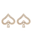 Fashion Golden Alloy Love Hollow Diamond Earrings