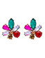 Fashion Color Alloy Diamond Floral Geometric Earrings