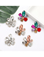 Fashion White Alloy Diamond Floral Geometric Earrings