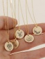 Fashion Golden-june (9mm) Engraved Plant Flower Stainless Steel Geometric Round Necklace
