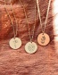 Fashion Rose Gold (9mm) Titanium Steel Carved Plant Geometric Round Necklace