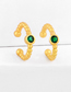 Fashion Green C-shaped Diamond Ball Ear Pierced Ear Clips