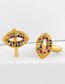 Fashion Golden Micro-set Color Zircon C-shaped Hollow Cross Pierced Ear Clips