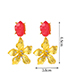 Fashion Red Floral Metal And Diamond Geometric Earrings