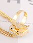Fashion White Geometric Pendant Ring With Chain Pendant And Diamonds
