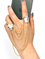 Fashion Champagne Geometric Pendant Ring With Chain Pendant And Diamonds
