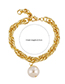 Fashion White Thick Chain Pearl Alloy Bracelet