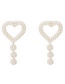 Fashion White Pearl Woven Love Earrings