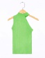 Fashion Green Sleeveless Asymmetric Knitted T-shirt