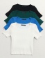 Fashion Blue Knitted Square Collar Short Sleeve T-shirt