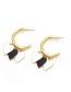 Fashion Golden Oil Drop Heart Alloy C-type Earrings