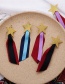 Fashion Blue + Navy Alloy Carved Pentagram Contrast Ribbon Web Fringe Earrings