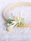 Fashion Powder White Leaf Pearl Flower Hair Clip Set