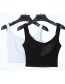Fashion Black Short-sleeved Wide-back Tank Top