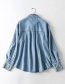 Fashion Blue Little Daisy Embroidered Washed Denim Jacket
