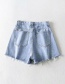 Fashion Blue Chrysanthemum Embroidered Denim Shorts