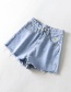 Fashion Blue Chrysanthemum Embroidered Denim Shorts