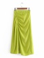 Fashion Yellow-green Pleated Split Skirt