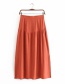 Fashion Orange Split High-waisted Single Breasted Skirt