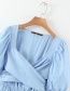 Fashion Blue V-neck Poplin Patchwork Cross Dress