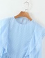 Fashion Blue Polka-dot Patch Ruffle Shirt