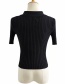 Fashion Khaki Polo Collar Short Knit T-shirt