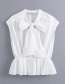 Fashion White Bow Pleated Poplin Shirt
