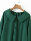 Fashion Dark Green Lapel Elastic Waist Shirt