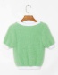 Fashion Blue Covered And Stitched Fur-knit Short Sleeves