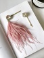 Fashion Pink Fringed Feather Crystal Gem Hair Clip