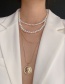 Fashion Golden Round-shaped Portrait Pearl Stack Necklace