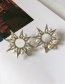Fashion Golden Sun Flower Rhinestone Pearl  Silver Pin Earrings