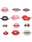 Fashion Green White Red Bead Woven Lips Accessories