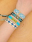 Fashion Colorful Blue Rice Bead Braided Eye Stud Bracelet